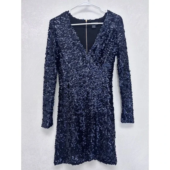 Venus Velvet Sheath Dress Size XS Evening Party Prom Special Event Blue Sequin - Picture 1 of 8